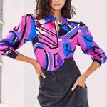 Retrofête | Silk Sutton Shirt in Graffiti Print | XS Pink Photo 0