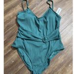 Freshwater One Piece Preppy Green Belted Swimwear Bathing Suit Preppy Swim NEW Size XXL Photo 0