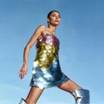 Cynthia Rowley  Daylight Disco Sequin Mini Dress Pink Yellow Blue Size 8 Photo 2