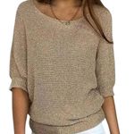 Free People Metallic Knit Sweater Women’s XS Brown Long Sleeve Relaxed Fit Photo 0