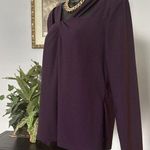 AUW  Shirt Top Womens L Solid Black Stretch Short Sleeves Comfy Stretch Blouse Photo 4