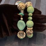 NWT Angelas Designs handmade Turquoise silver crystal & clear beaded bracelets Photo 4