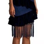 PatBo navy velvet and crochet fringe skirt size 0 brazil 32 Blue Photo 0