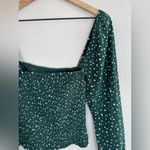 Abercrombie & Fitch AF Green White Polka Dot Long Sleeve Smocked Blouse Small Photo 8