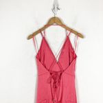 Lexi Clothing The Bali Maxi Dress Size 6 Pink Satin Lace Up Back Plunge Cocktail Photo 11