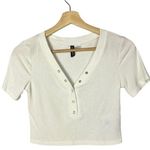 H&M Divided White Cropped Jersey Top S Photo 3