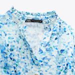 ZARA NEW PRINTED SHIRT DRESS BLUE V NECK RUFFLES LONG SLEEVE WOMENS SIZE S Photo 10