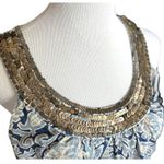 Ann Taylor Womens  Loft Sequin Trim Beaded Necklace Print Dress 10P Photo 1
