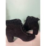Women's Size 10 Black Suede Chunky Platform Punk Festival Combat Boots Photo 5