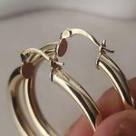 Gold Tube Medium Hoop Earrings Photo 4