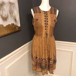 Handmade embroidered dress with corset detail Brown Size L Photo 1