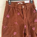 PacSun NWT Brown pink cargo joggers elastic waist brown hearts baggy corduroy Photo 4