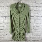Topshop Bodycon Ruched Modal Green Baddie Coquette Long SleeveShirt Dress Size 8 Photo 5