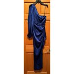 Mac Duggal Ileena  One Shoulder Long Sleeve Sapphire Blue Maxi Dress Formal Gown Photo 5