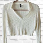 Divided by H&M Womens Medium Collared Ribbed Knit Long Sleeved Crop Top•Slim Fit Photo 0