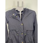 Cole Haan Cole‎ Haan Packable Hooded Raincoat Navy Gold Button Size S Photo 2