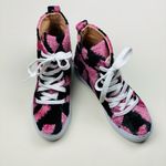 Elysian Silk Velvet Electric Pink & Jet Black High Tops 36 /5.5 New Photo 2