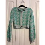 Wild Fable Houndstooth Knit Crop Cardigan Tank Set Teal Mint Women M Photo 5