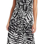 Nic+Zoe Black And White Jersey Moonlit Palm Sleeveless Fit And Flare Dress XS Photo 0