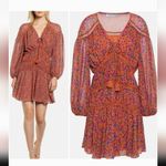 Rebecca Minkoff caden printed Floral long sleeve Tiered Ruffle Mini Dress Orange Photo 1