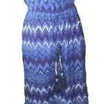 Figue Silk Strapless Blue Chevron mini dress size Small Tassel Photo 2