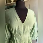 COS  voluminous v-neck light green midi dress, size 8 Photo 4