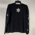 Vintage Bobbie Brooks Sweater XL Black Snowflake Embroidered Beaded Ramie Blend Photo 4
