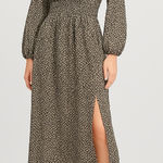 Gap NWT  Maxi Dress Brown Cottage Floral Size XL V-Neck Long Sleeve Thanksgiving Photo 0