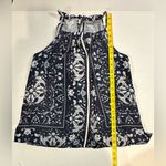 Soho New York & Co Jeans Halter Top Tied Neck Navy Blue Paisley Print Small Photo 2