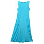 Chadwick's  Blue Sleeveless Pleat Flare Midi Long Boho Cotton Dress Large Photo 1