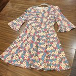 Stine Goya jasper daisy field teal multi color Floral Mini Dress 3/4 sleeve M Blue Size M Photo 7
