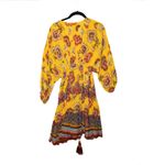 Alexis Holli Chiffon V Neck Tassel Pullover Tiered Mini Dress Amber Bloom Print  Photo 3