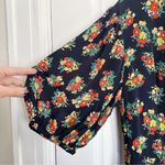 RIXO • Staci Dress maxi rayon dark floral tie waist puff sleeve button front Blue Size 8 Photo 4