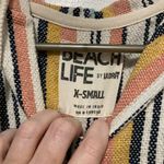 Beach Life by Ladra White Multicolor Striped Long Sleeve Hooded Poncho Hoodie Size XS Photo 2