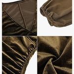 Iqueeny IQREENY Womens V Neck Long Sleeve Dress Velvet Bodycon Ruched Side Asymmetrical Cocktail Party Dresses Photo 5