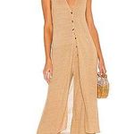 Cult Gaia Holly linen-blend sleeveless long knit top cardigan in light camel XS Photo 17