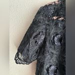 Moda La Belezza Black Scalloped Floral Lace Formal Open Front Shrug Jacket OS Photo 6