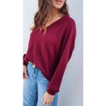 Dior Christian  V Neck Long Sleeve Acrylic Sweater Burgundy Size L Made in USA Photo 6