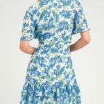 Lulus Glorious White and Light Blue Floral Print Ruffled Aline Mini Dress Small Photo 15