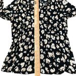 Black leopard crinkle long sleeve work blouse Size XS Photo 4