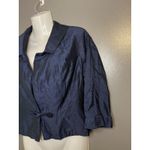 Vintage Kitty Copeland Jacket Womens 36 Navy Blue Bow Waist Zip 3/4 Sleeve 50s Photo 2