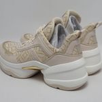 Michael Kors Olympia Metallic Logo Jacquard Trainer Cream Gold Women's 10M NIB Photo 12