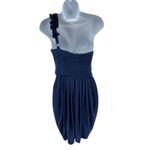 BCBGMAXAZRIA Addison Bodycon One Shoulder Blue Ink Sheath Dress M Bridesmaid Photo 3
