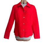 Briggs New York Red Quilted Jacket Striped Lining Silver Snaps Collared Photo 0