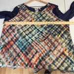 LOGO By Lori Goldstein LOGO Lori Goldstein Abstract Plaid Chiffon Front Women's 3/4 Sleeve Tunic Top XL Photo 9