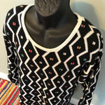 80s Zig Zag Emerald Sweater Bedazzled Medium Black Photo 3