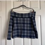 Banana Republic  Plaid Off-Shoulder Shirt - Navy and White Photo 4