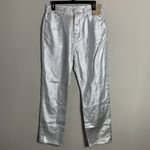 Madewell The 90s Straight Denim Jean Women's 29 Silver Foil Metallic Rigid NWT Photo 6