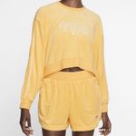 Nike Set Terry Towelling Tracksuit Retro Femme Sweatshirt Snap Shorts Yellow XS Photo 11