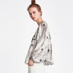 ZARA  Puff Sleeve Tie Dye Embroidered & Embellished Blouse sz sm NWOT bust 23” fl Photo 3